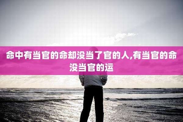 命中有当官的命却没当了官的人,有当官的命没当官的运