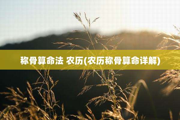 称骨算命法 农历(农历称骨算命详解)