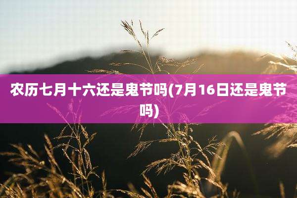 农历七月十六还是鬼节吗(7月16日还是鬼节吗)