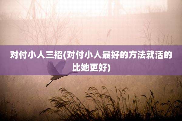 对付小人三招(对付小人最好的方法就活的比她更好)