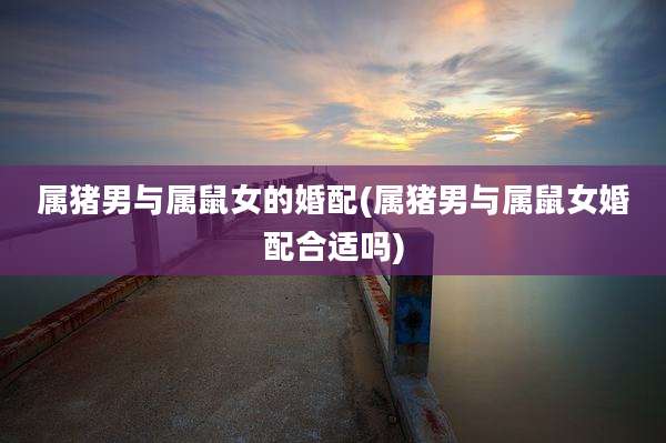 属猪男与属鼠女的婚配(属猪男与属鼠女婚配合适吗)