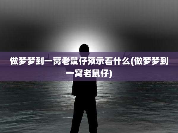 做梦梦到一窝老鼠仔预示着什么(做梦梦到一窝老鼠仔)