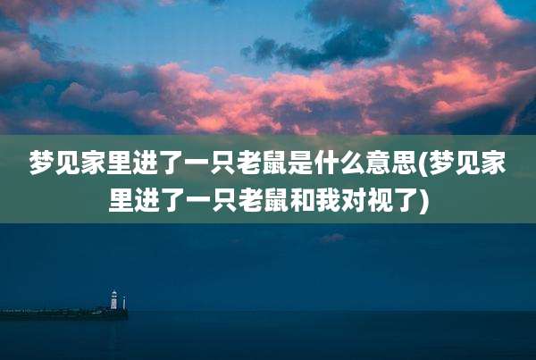 梦见家里进了一只老鼠是什么意思(梦见家里进了一只老鼠和我对视了)
