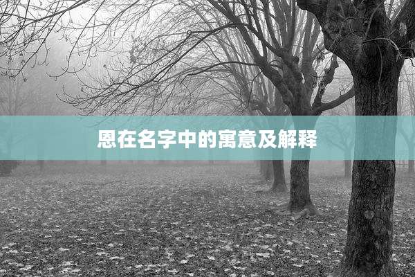 恩在名字中的寓意及解释