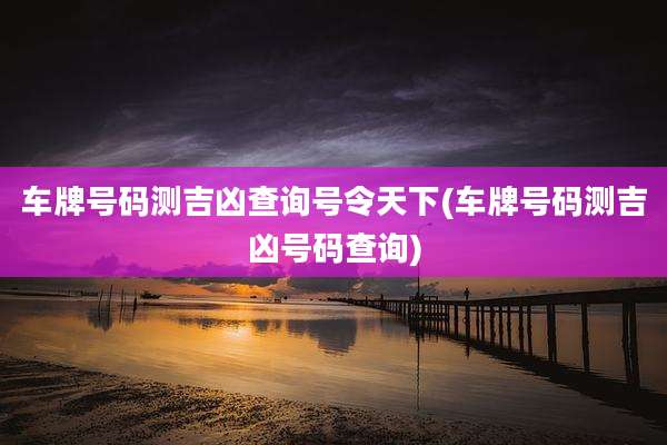 车牌号码测吉凶查询号令天下(车牌号码测吉凶号码查询)