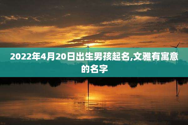 2022年4月20日出生男孩起名,文雅有寓意的名字