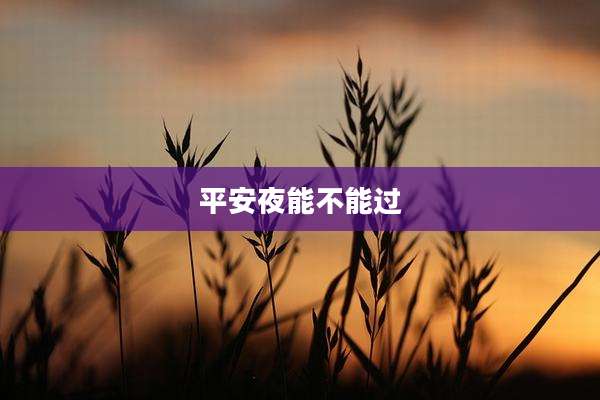 平安夜能不能过