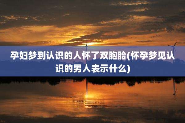 孕妇梦到认识的人怀了双胞胎(怀孕梦见认识的男人表示什么)