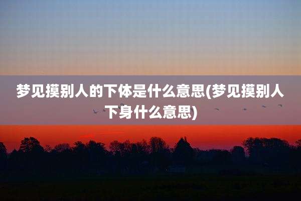 梦见摸别人的***是什么意思(梦见摸别人下身什么意思)