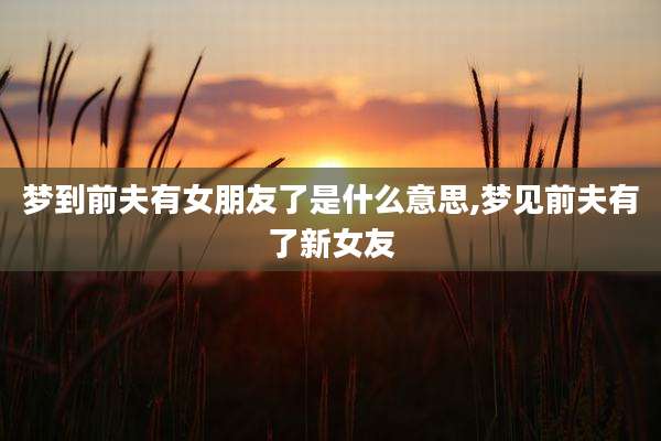 梦到前夫有女朋友了是什么意思,梦见前夫有了新女友