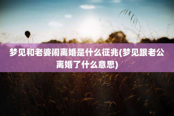 梦见和老婆闹离婚是什么征兆(梦见跟老公离婚了什么意思)
