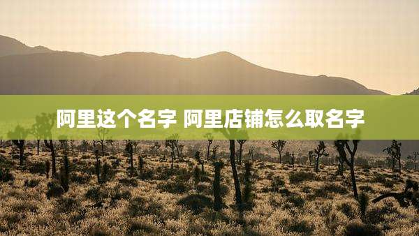 阿里这个名字 阿里店铺怎么取名字
