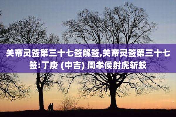 关帝灵签第三十七签解签,关帝灵签第三十七签:丁庚 (中吉) 周孝侯射虎斩蛟