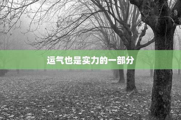 运气也是实力的一部分