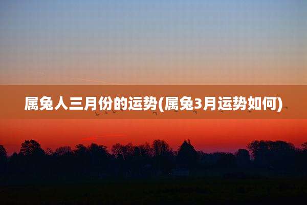 属兔人三月份的运势(属兔3月运势如何)