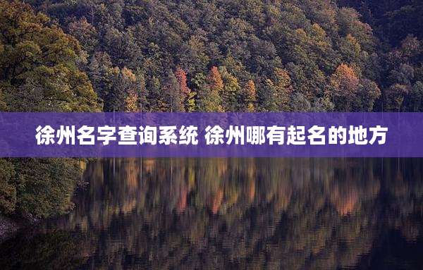 徐州名字查询系统 徐州哪有起名的地方