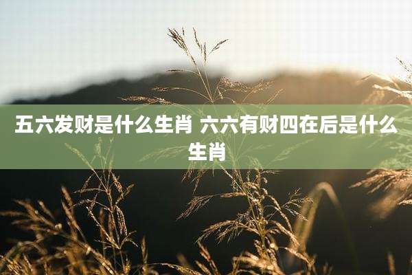 五六发财是什么生肖 六六有财四在后是什么生肖