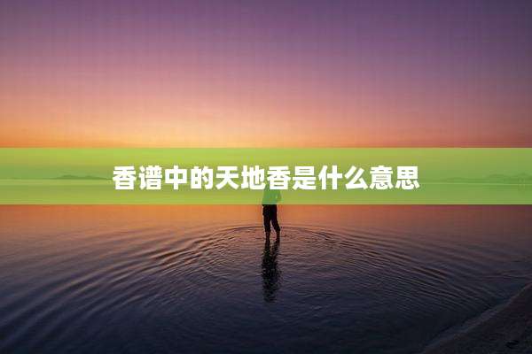 香谱中的天地香是什么意思