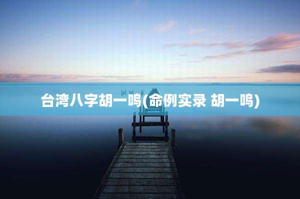台湾八字胡一鸣(命例实录 胡一鸣)