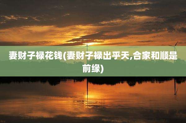 妻财子禄花钱(妻财子禄出乎天,合家和顺是前缘)