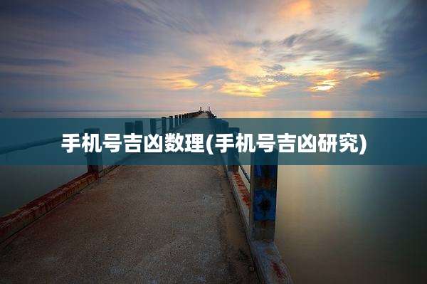 手机号吉凶数理(手机号吉凶研究)