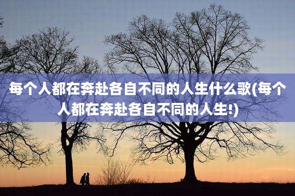 每个人都在奔赴各自不同的人生什么歌(每个人都在奔赴各自不同的人生!)