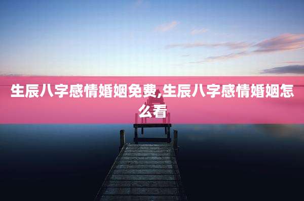 生辰八字感情婚姻免费,生辰八字感情婚姻怎么看