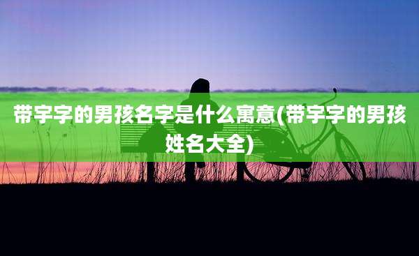 带宇字的男孩名字是什么寓意(带宇字的男孩姓名大全)