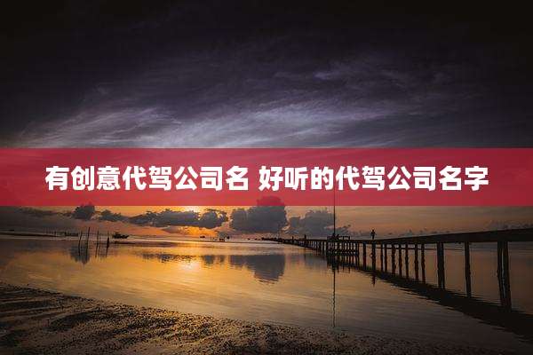 有创意代驾公司名 好听的代驾公司名字