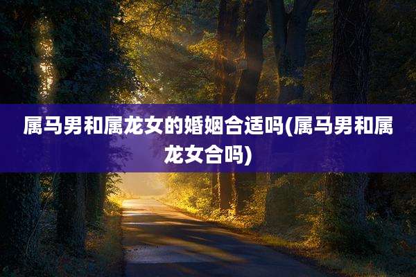 属马男和属龙女的婚姻合适吗(属马男和属龙女合吗)