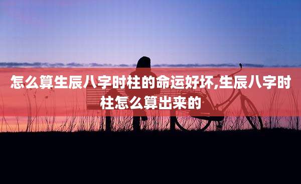 怎么算生辰八字时柱的命运好坏,生辰八字时柱怎么算出来的
