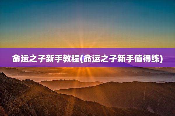 命运之子新手教程(命运之子新手值得练)
