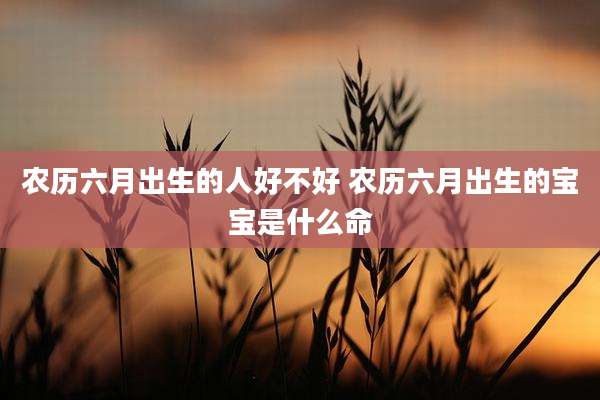 农历六月出生的人好不好 农历六月出生的宝宝是什么命