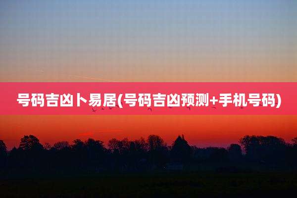 号码吉凶卜易居(号码吉凶预测+手机号码)
