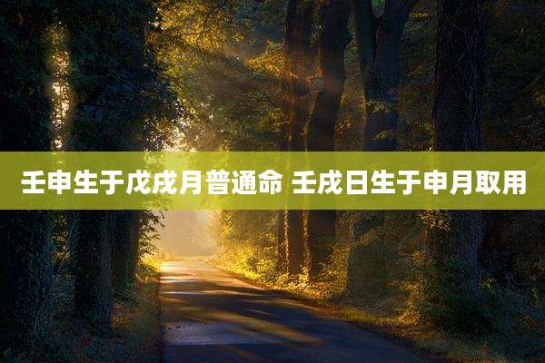 壬申生于戊戌月普通命 壬戌日生于申月取用