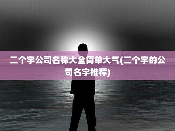 二个字公司名称大全简单大气(二个字的公司名字推荐)