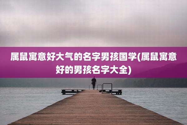 属鼠寓意好大气的名字男孩国学(属鼠寓意好的男孩名字大全)