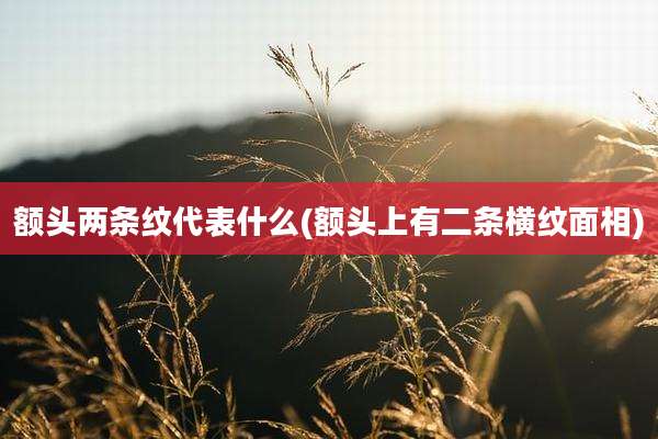 额头两条纹代表什么(额头上有二条横纹面相)