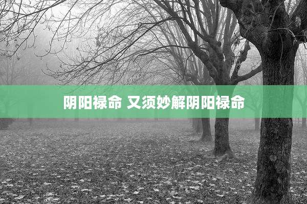 阴阳禄命 又须妙解阴阳禄命