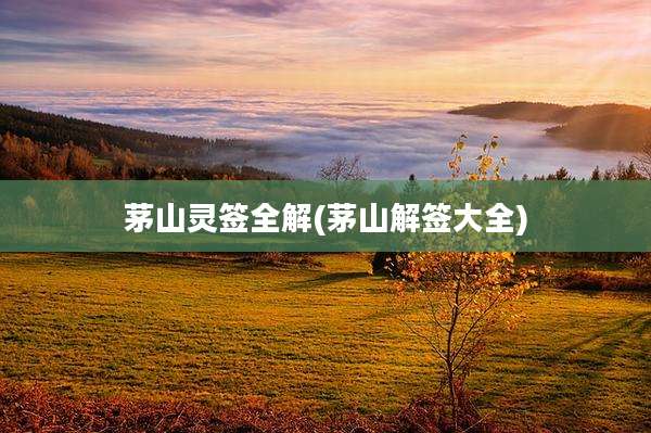 茅山灵签全解(茅山解签大全)