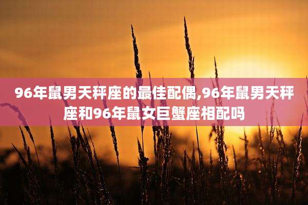96年鼠男天秤座的最佳配偶,96年鼠男天秤座和96年鼠女巨蟹座相配吗