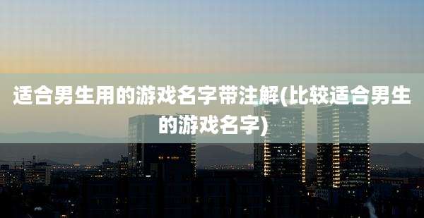 适合男生用的游戏名字带注解(比较适合男生的游戏名字)