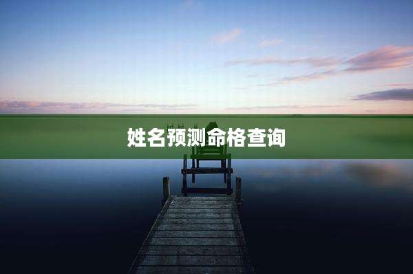 姓名预测命格查询