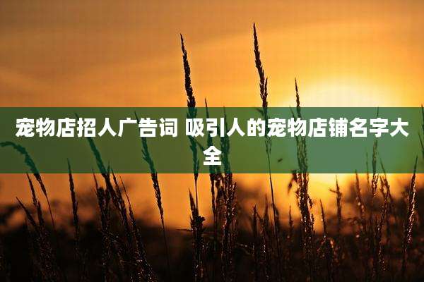 宠物店招人广告词 吸引人的宠物店铺名字大全