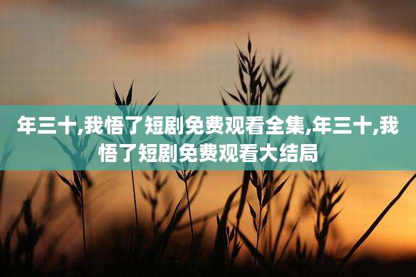年三十,我悟了短剧免费观看全集,年三十,我悟了短剧免费观看大结局