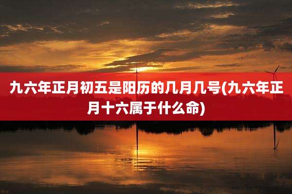 九六年正月初五是阳历的几月几号(九六年正月十六属于什么命)