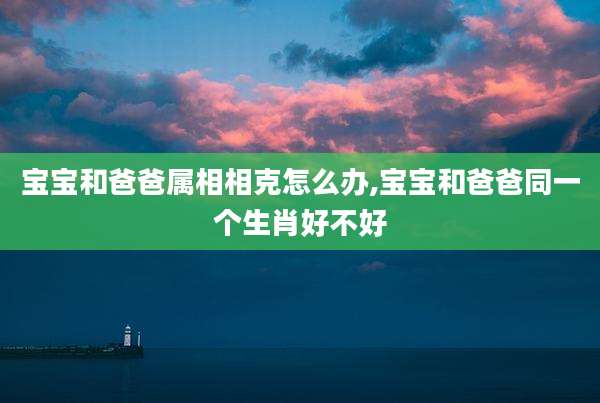 宝宝和爸爸属相相克怎么办,宝宝和爸爸同一个生肖好不好