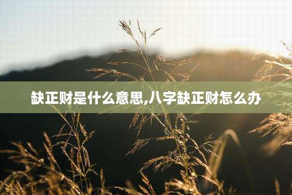 缺正财是什么意思,八字缺正财怎么办