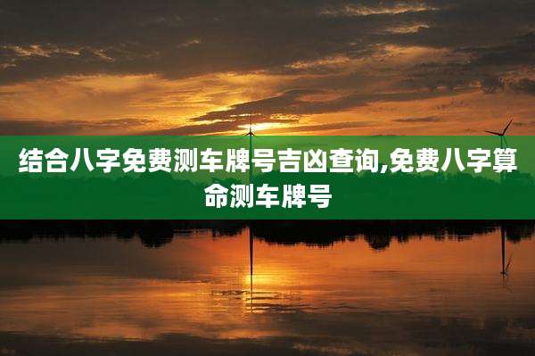 结合八字免费测车牌号吉凶查询,免费八字算命测车牌号