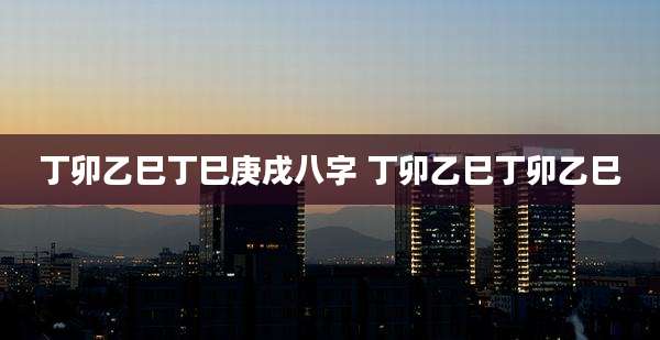 丁卯乙巳丁巳庚戌八字 丁卯乙巳丁卯乙巳